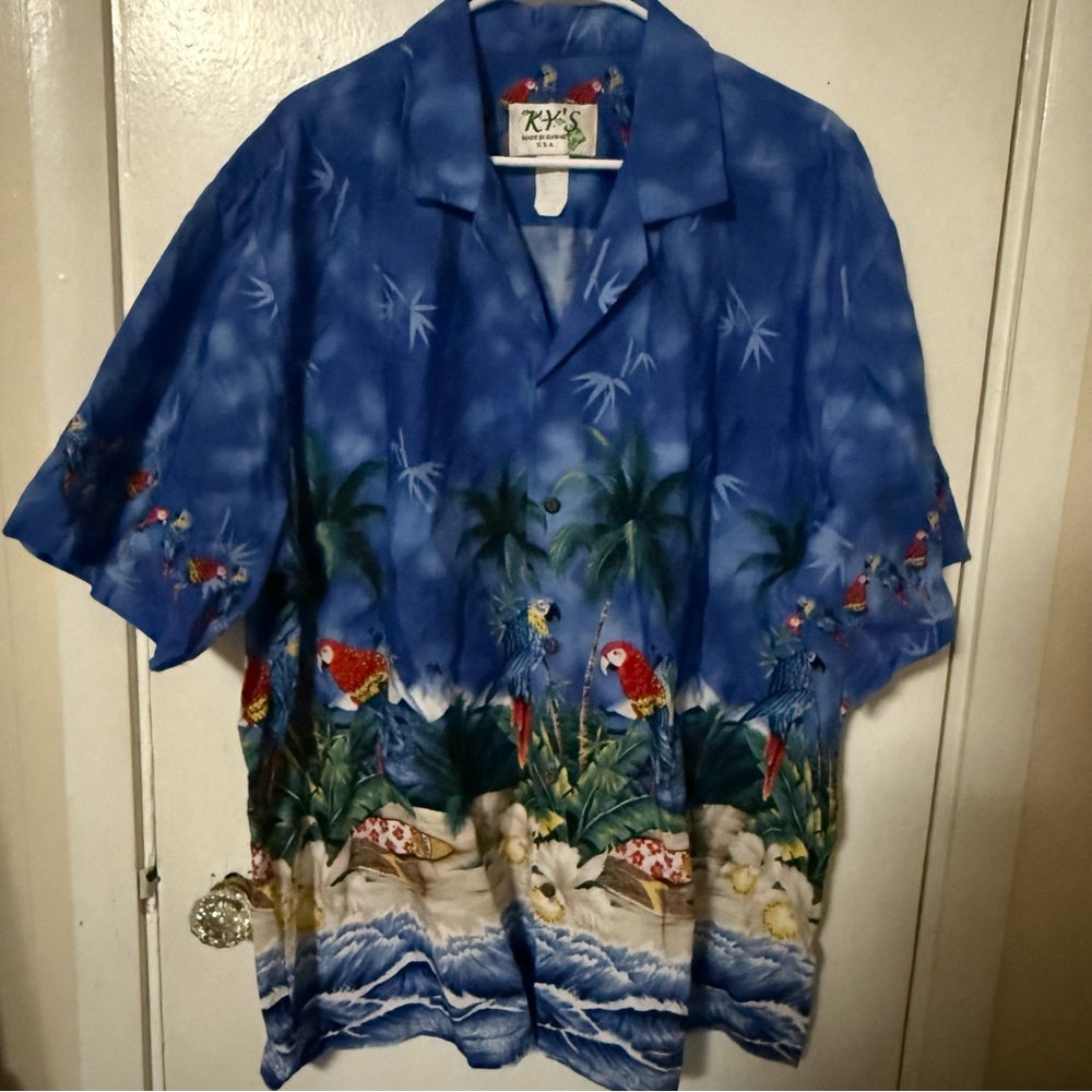 Blue Tropical Parrot Men's Casual Shirt